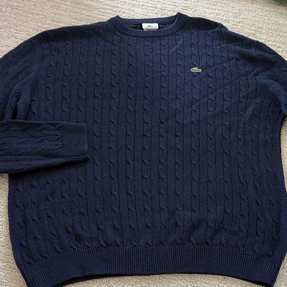 Lacoste Men's Dark Blue Cable Knit Sweater